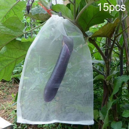 15 Stück insekten- und vogelsichere Nylon-Netzbeutel für Obst und Gemüse, 45x30cm, 25x25cm, 45x15cm, 60x40cm, 70x48cm, 30x25cm, 55x35cm