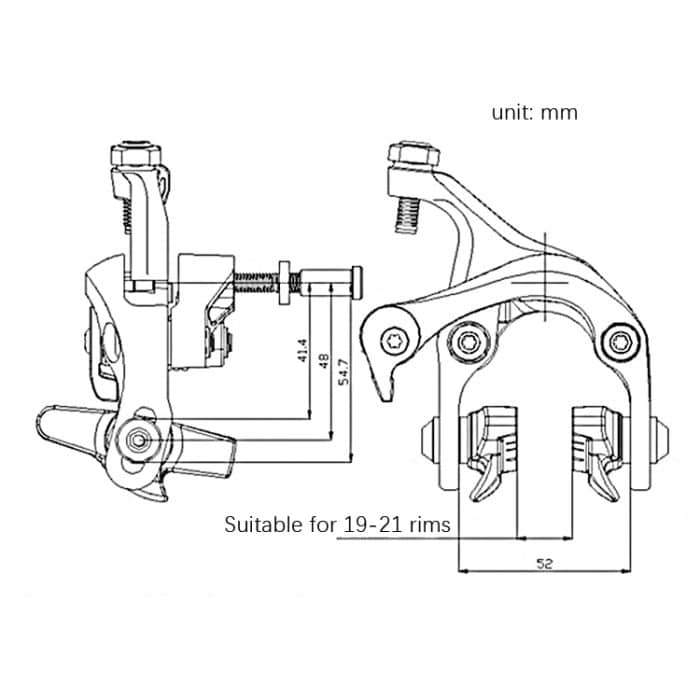Meroca Fahrrad-Aluminiumlegierung C-Bremse, Black Front+Rear, Black Single Front, Black Single Rear – Bild 3