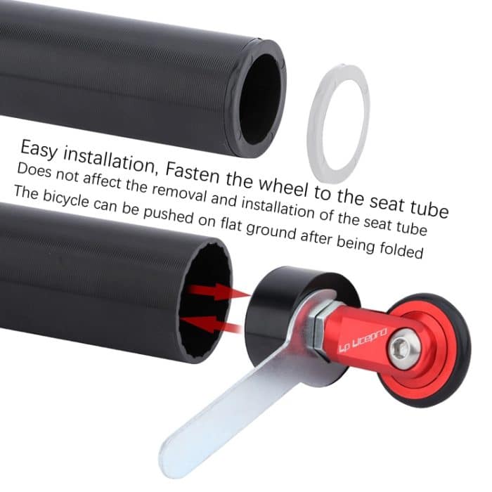LP LitePro Faltrad-Sattelstütze Easy Wheel, Black, Red, Silver, Gold – Bild 6