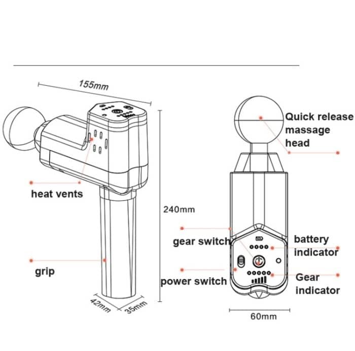 Booster T Massagepistole zur tiefen Muskelentspannung, EU-Stecker, 2000mAh With 6 Massage Head, 2500mAh With 6 Massage Head – Bild 6