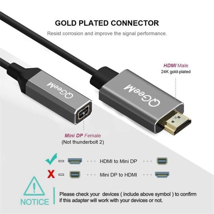 QGeeM QG-HD02 HDMI Single zu Mini DP Konverter – Bild 4