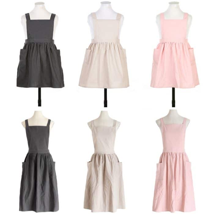 Baumwolle und Leinen Eltern-Kind-Malschürze Backen Kaffee Arbeitskleidung, Größe:, Childrens (Gray), Childrens (Oats), Childrens (Pink), Adults (Gray), Adults (oat), Adult ( Pink) – Bild 2