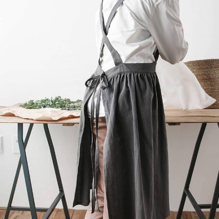 Baumwolle und Leinen Eltern-Kind-Malschürze Backen Kaffee Arbeitskleidung, Größe:, Childrens (Gray), Childrens (Oats), Childrens (Pink), Adults (Gray), Adults (oat), Adult ( Pink) – Bild 5