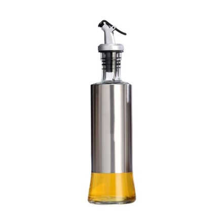 4 Stück Edelstahl-Glas-Ölflasche für die Küche, gepresste Gewürzflasche, 200ml, 300ml, 500ml