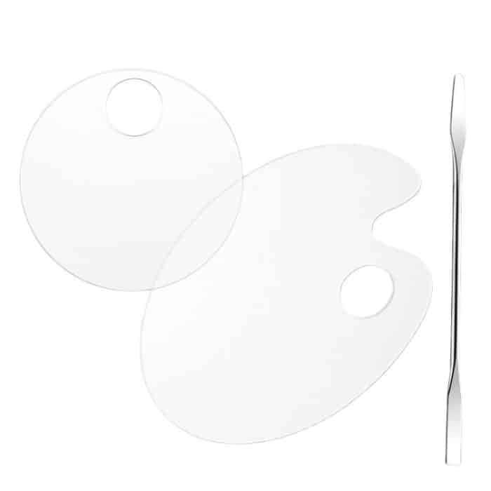 5 Stück transparente Acryl-Make-up-Maniküre-Palette mit Farbstift, Elliptical Plate+Stick, Round Plate+Stick, Love Plate+Stick, Half-ring Plate+Stick, Square Plate+Stick – Bild 2