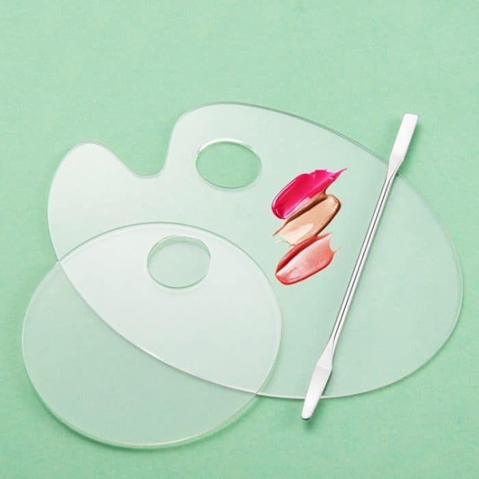 5 Stück transparente Acryl-Make-up-Maniküre-Palette mit Farbstift, Elliptical Plate+Stick, Round Plate+Stick, Love Plate+Stick, Half-ring Plate+Stick, Square Plate+Stick – Bild 7