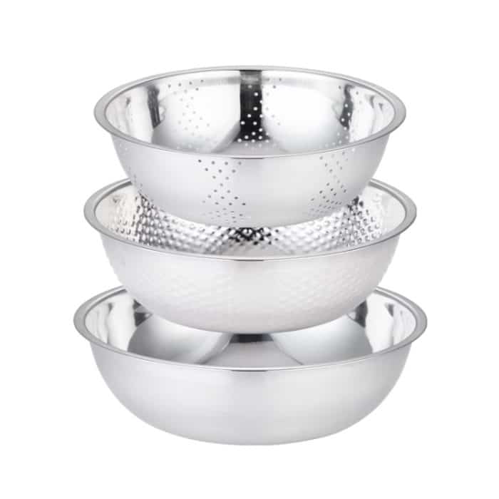 3 Stück/Set SiGang Edelstahl-Reiswasch- und Gemüseabtropfbecken, Stainless Steel Draining Basin – Bild 1