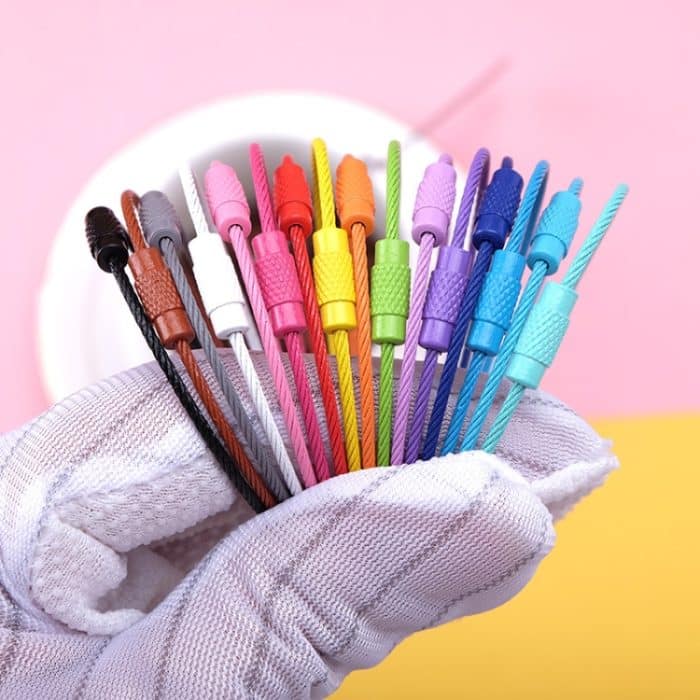 20 Stück bunt lackiertes Stahldrahtseil, Auto-Schlüsselanhänger, DIY-Zubehör, Car Key Ring – Bild 5