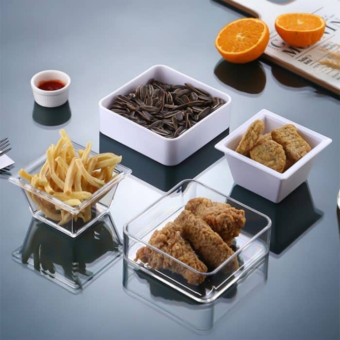 2 Stück geometrischer Snackteller, Small Quartet (White), Small Quartet (Transparent), Big Quartet (White), Big Quartet (Transparent), Hexagonal (Transparent), Quadrilateral (Transparent), Rectangular (Transparent) – Bild 2