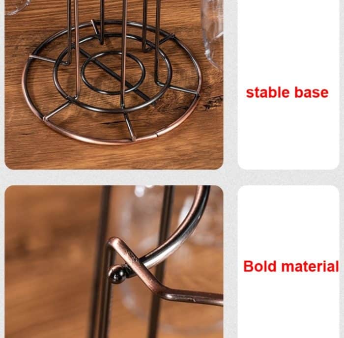 Schmiedeeiserner Rotweinglashalter, Dekanterständer, Kelchhalter, Rose Gold, Cylinder, Semi-mug, Triangle – Bild 5