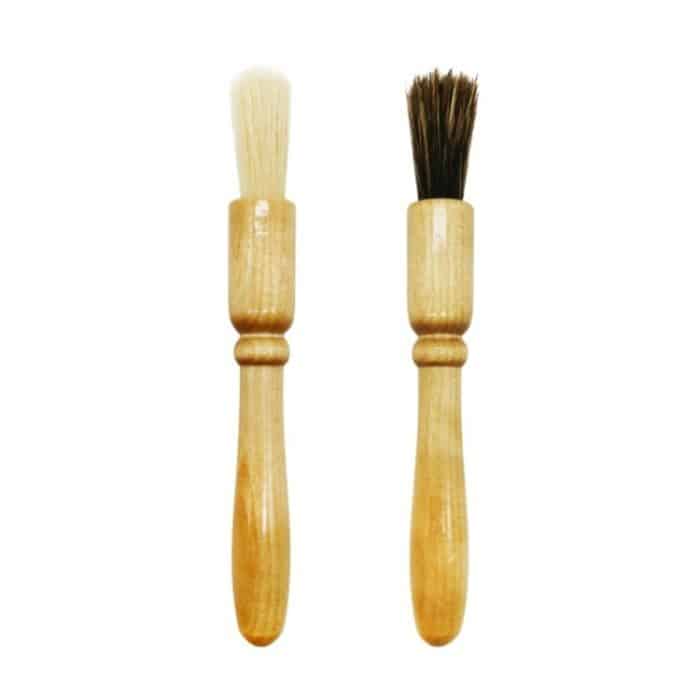 2 Stück Kaffee-Mahlbürste mit Holzgriff, Grillbürste, Schweineborsten-Reinigungsbürste, Wooden Handle Brush(White), Wooden Handle Brush(Floral) – Bild 2