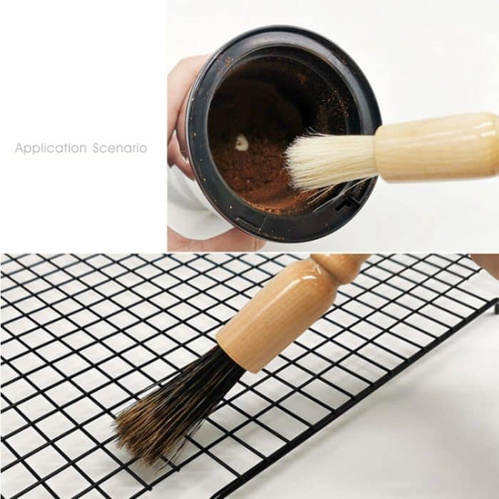 2 Stück Kaffee-Mahlbürste mit Holzgriff, Grillbürste, Schweineborsten-Reinigungsbürste, Wooden Handle Brush(White), Wooden Handle Brush(Floral) – Bild 5