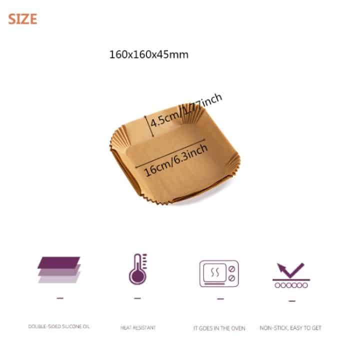 3 Stück Air Fryer Liner Backöl absorbierendes, ölbeständiges Papierfach – Bild 2