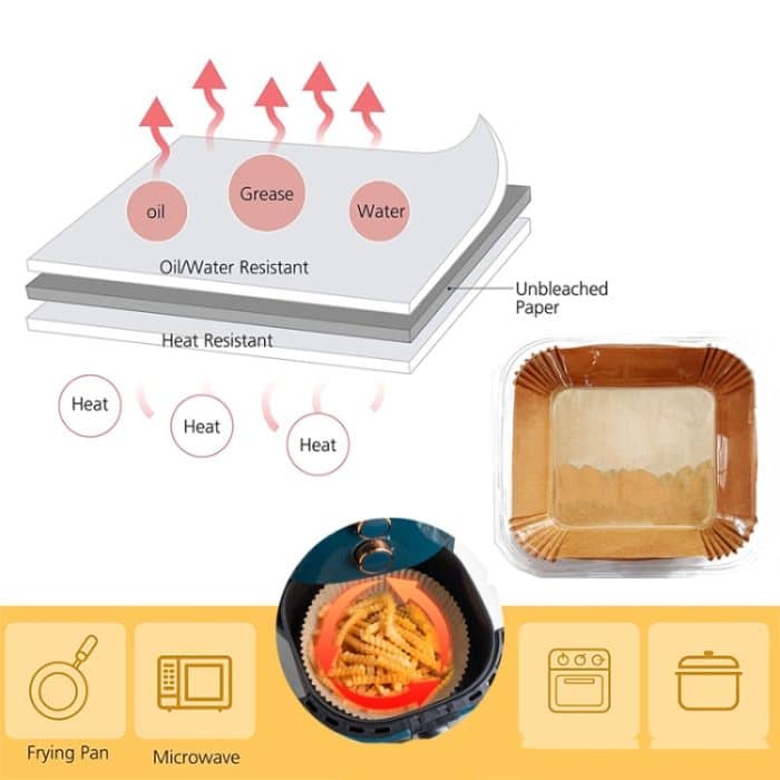 3 Stück Air Fryer Liner Backöl absorbierendes, ölbeständiges Papierfach – Bild 3