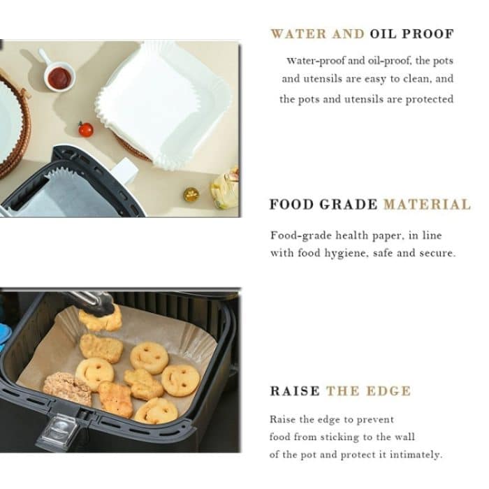 3 Stück Air Fryer Liner Backöl absorbierendes, ölbeständiges Papierfach – Bild 4