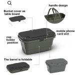 Camping-Wassertragekorb, Picknickkorb, Outdoor-Faltbox, kann als Tisch verwendet werden – Bild 4