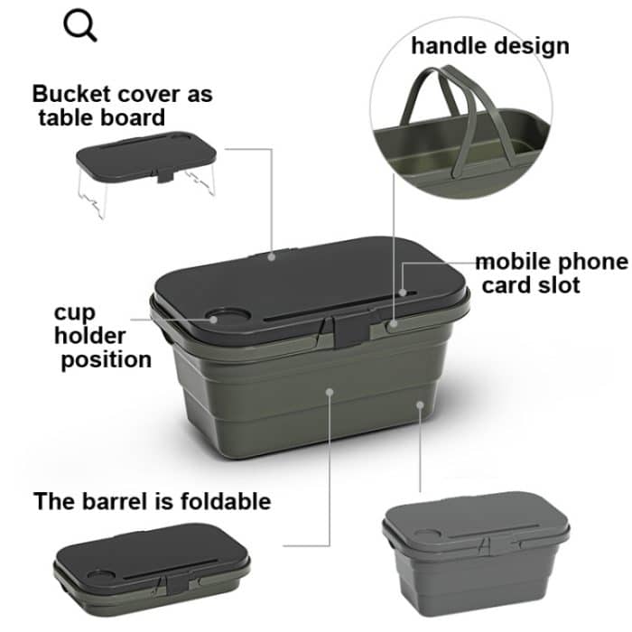 Camping-Wassertragekorb, Picknickkorb, Outdoor-Faltbox, kann als Tisch verwendet werden – Bild 4