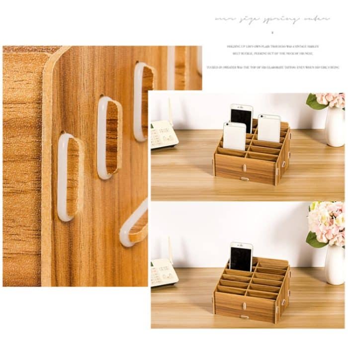 D-86 Handy-Aufbewahrungsbox für Büro, Konferenz, Klassenzimmer, Stil:, 12 Grids (Walnut), 12 Grids (Oak), 12 Grids (Black Oak), 24 Grids (Walnut), 24 Grids (Black Oak), 36 Grids (Walnut), 36 Grids (Oak), 36 Grids (Black Oak), 48 Grids (Walnut)... – Bild 4