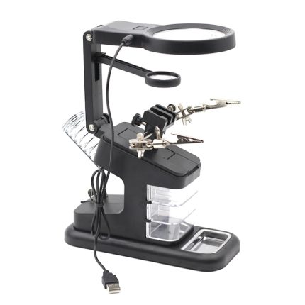 Desktop-Multifunktions-Chip-Schweiß-Reparatur-Inspektionslupe mit LED-Licht, 3-45X Black, 3-45X White
