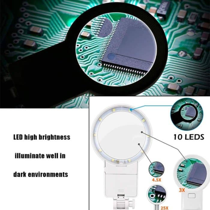 Desktop-Multifunktions-Chip-Schweiß-Reparatur-Inspektionslupe mit LED-Licht, 3-45X Black, 3-45X White – Bild 3