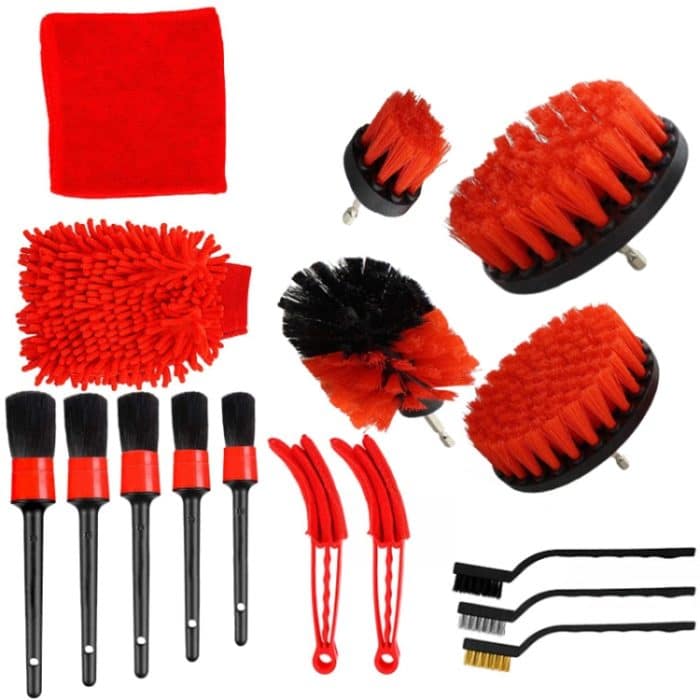 TBD0602223501A.jpg 16 Teile/satz Autowaschwerkzeug Bürste Bohrer Reinigungsbürste Reifen Reinigung Bodenbürste, 16 PCS / Set Red, 16 PCS / Set Blue – Bild 1