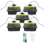 5 Set Pflanzensamen-Startertabletts-Set, Setzlingstablett-Starter mit Wachstumslicht, Black, Green
