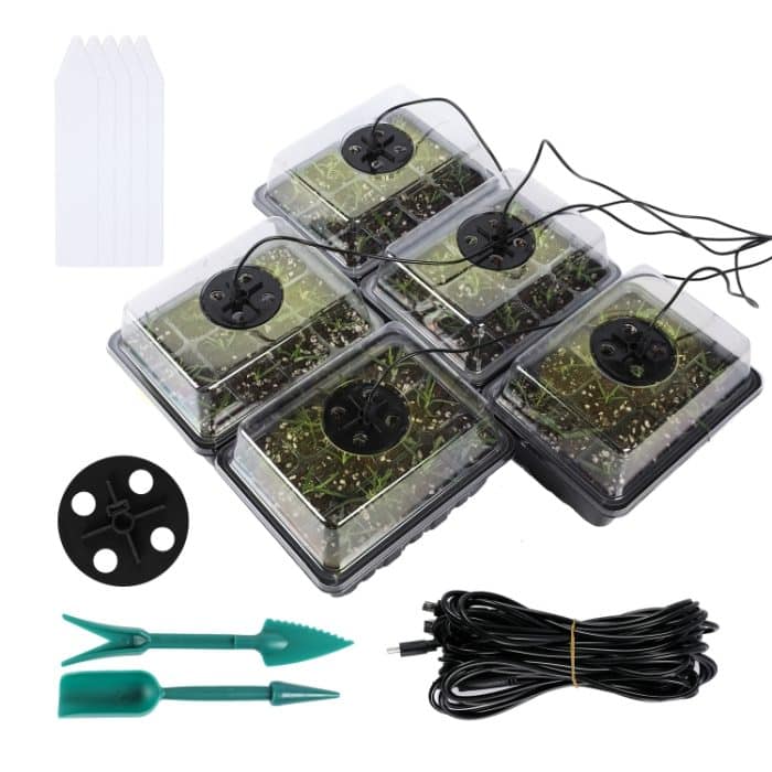 5 Set Pflanzensamen-Startertabletts-Set, Setzlingstablett-Starter mit Wachstumslicht, Black, Green – Bild 6