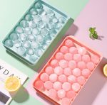 5 Stück 33 Gitter runde Eishockeyform mit Deckel, Eisbox, kleine Marmor-Eisschale, Large  Blue, Large Pink, Small Blue, Small Pink – Bild 2