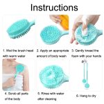 Doppelseitige Badebürste aus Silikon mit langem Griff, Blue, Pink – Bild 7