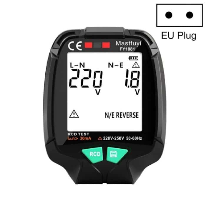 FUYI FY1881 Hochpräziser Strompolaritäts-Phasen-Steckdosentester, FY1881 EU Plug, FY1881 UK Plug, FY1881 US Plug – Bild 1