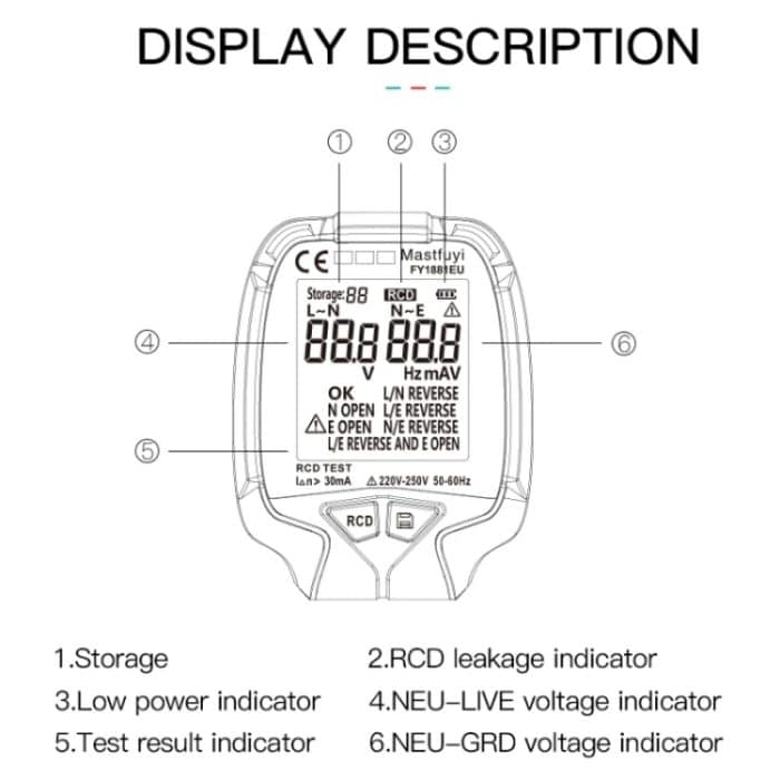 FUYI FY1881 Hochpräziser Strompolaritäts-Phasen-Steckdosentester, FY1881 EU Plug, FY1881 UK Plug, FY1881 US Plug – Bild 3