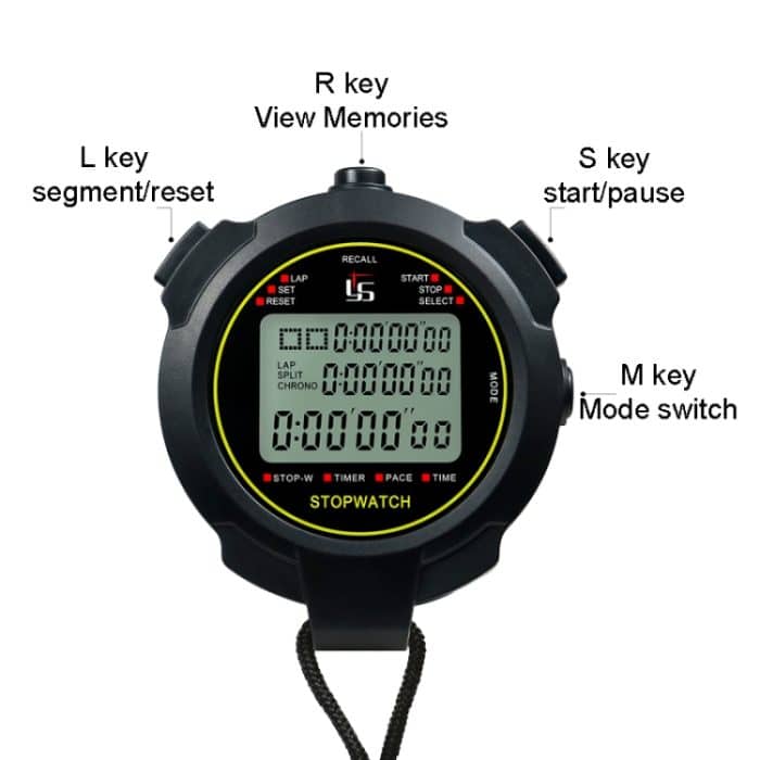 YS Stoppuhr Timer Training Fitness Wettkampf Stoppuhr, Stil:, YS-7100 100 Memories(Black), YS-710 10 Memories(Black), YS-730 30 Memories(Black), YS-760 60 Memories(Black), YS-7120 120 Memories(Black) – Bild 3