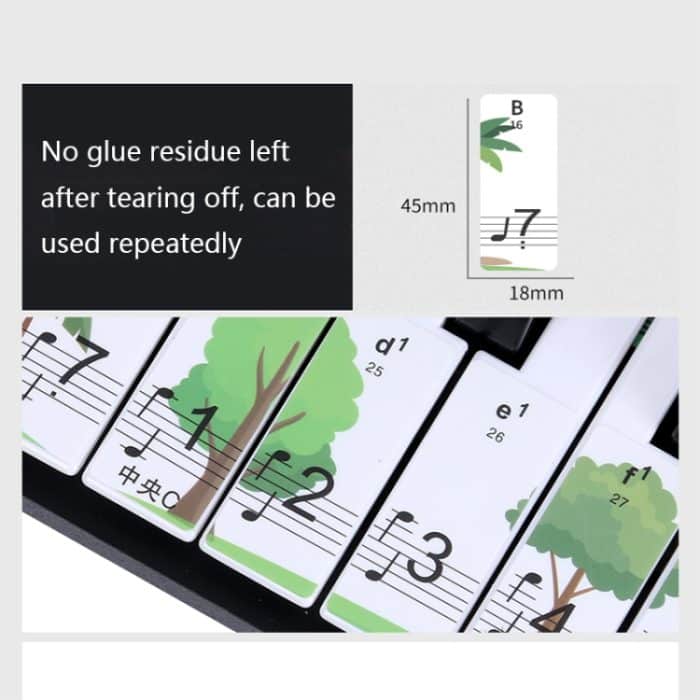 M52 88/76/61/54/49 Tasten Klaviertastatur-Aufkleber, Tree, Giraffe – Bild 3