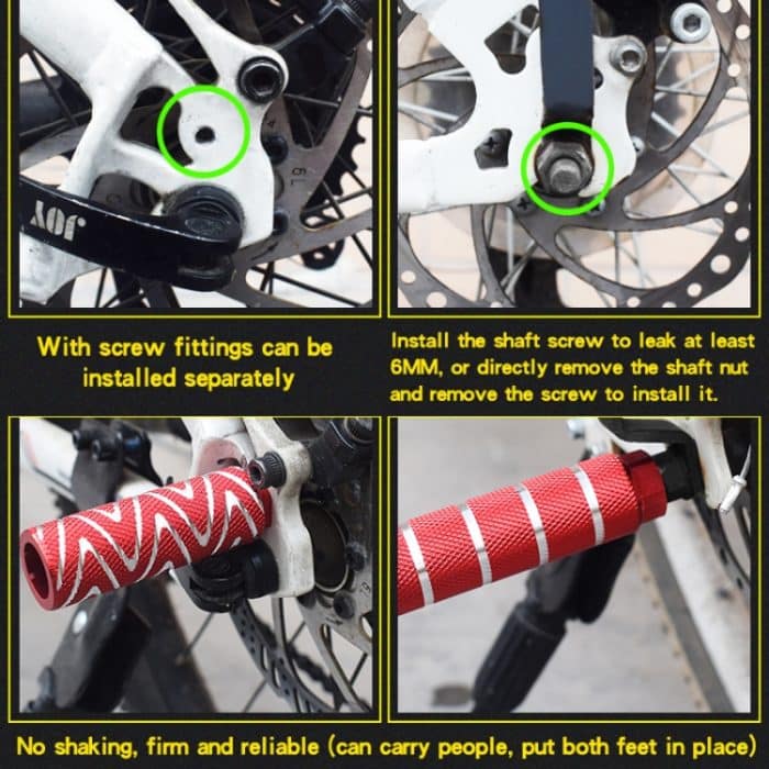 FMFXTR Fahrrad-Rücksitz-Fußpedal, universeller hinterer hinterer Pfosten, Red Large Hole Long, Red Small Hole Short, Blue Large Hole Long, Blue Small Hole Short, Green Small Hole Short, Black Large Hole Long, Black Small Hole Short – Bild 6