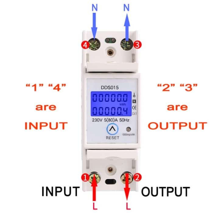 SINOTIMER DDS015 Backlight Display einphasige Haushaltsbahn Energie Messgerät 5-80A 230 V – Bild 7