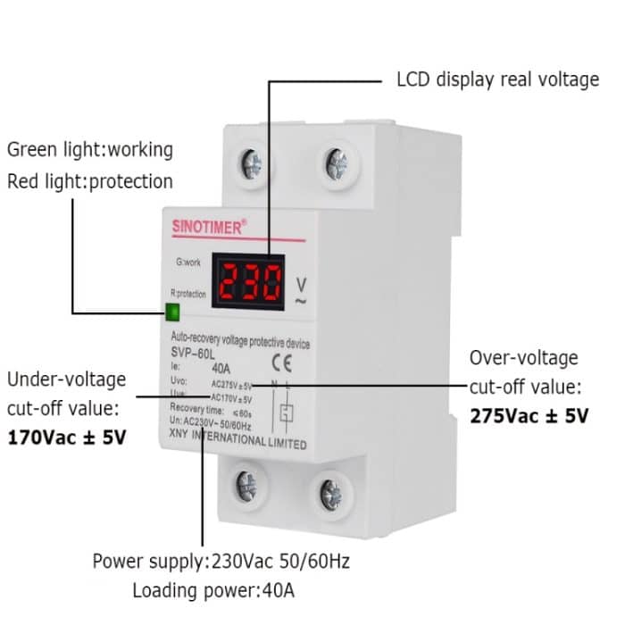 SINOTIMER 220 V LED-Digitalanzeige, Verzögerung, automatischer Reset, Unterspannungsschutz, SVP-60L – Bild 3