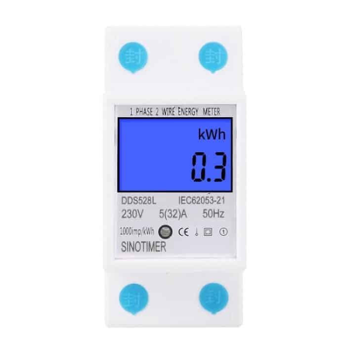 DDS528L Hintergrundbeleuchtung Display Home Einphasiger Schienenenergiezähler 5-32A, 230V 50Hz Backlight Display, 110V 60Hz Backlight Display – Bild 1