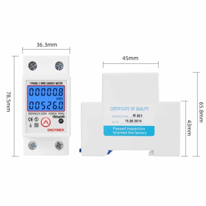 SINOTIMER DDS6619-526L-2 kann Null Backlight-Einphasenschiene Elektrisches Energiemessgerät zurücksetzen – Bild 3