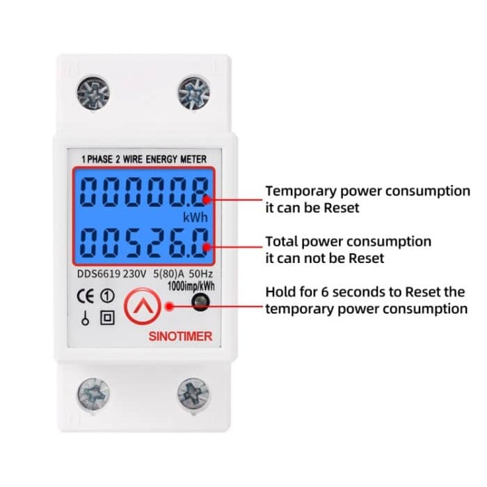 SINOTIMER DDS6619-526L-2 kann Null Backlight-Einphasenschiene Elektrisches Energiemessgerät zurücksetzen – Bild 6