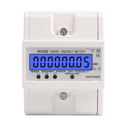 SINOTIMER Dreiphasiger Stromzähler mit Hintergrundbeleuchtung, Schienentyp, 5–100 A, 400 V, DDS024, DDS024T