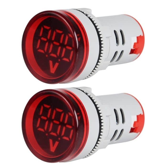 2 Stück Gleichspannungssignalanzeige 22 mm rund 6–100 V Universal-Voltmeter, 6-100V Red, 6-100V White, 6-100V Blue, 6-100V Green, 6-100V Yllow – Bild 1