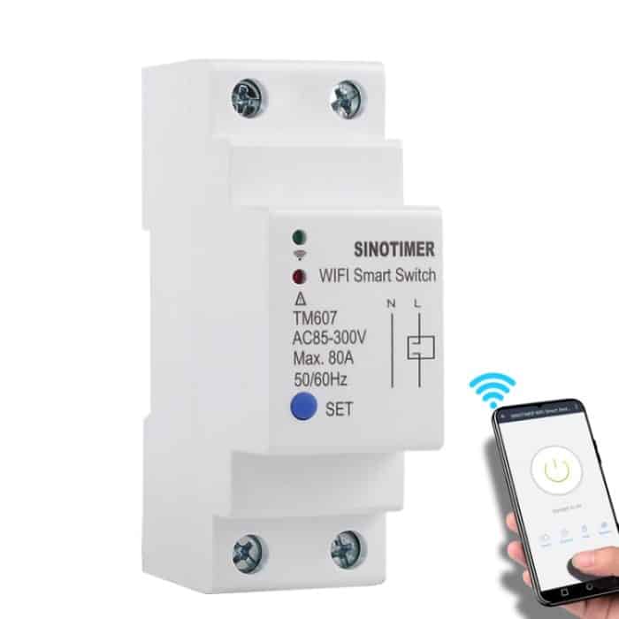 TBD06023180.jpg Sinotimer TM607 Intelligent WiFi Timer Mobile App Home Rail Fernbedienungsschalter 80A 85-300V – Bild 1