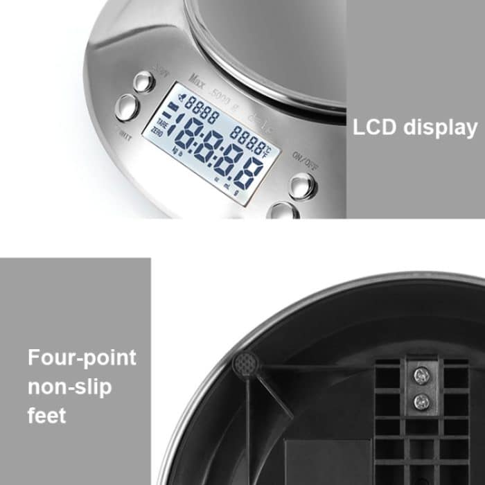 5 kg/1 g hochpräzise Küchenwaage, elektronische Röstwaage, Kaffeewaage mit Alarm-Timer, 5kg / 1g – Bild 6