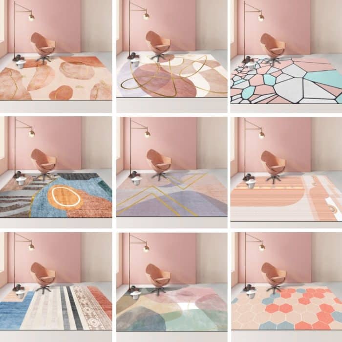 Moderner abstrakter geometrischer Wohnzimmerteppich, Couchtischkissen, 140x200cm – Bild 5