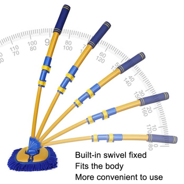 Einziehbarer, gebogener Stab-Autowaschmopp aus weichem Fell, Curved Rod Yellow Black, Curved Rod Yellow Blue – Bild 4