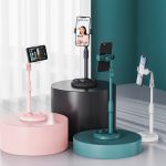 2 Stück Handy-Live-Halterung, Computer-Desktop, Online-Klasse, Teleskop-Overhead-Rahmen, Mysterious Black, Cherry Blossom Pink, Snow White, Dark Green – Bild 2