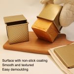 Quadratische Toastbox, Antihaft-Wasserwürfel-Toastform, Stil:, 8832 8x7.5x6.5cm Ripple Gold, 8759 11.8x11x10.3cm No Ripple Gold, 8772 8x7.5x6.5cm No Ripple Gold, 8765 11.8x11x10.3cm Ripple Gold – Bild 5