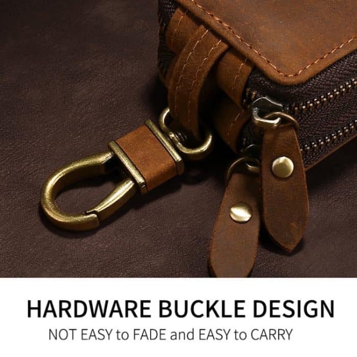 TP-9032 Multifunktionales Autoschlüsseletui aus Rindsleder der ersten Schicht mit Doppelreißverschluss, Car Key Case – Bild 4