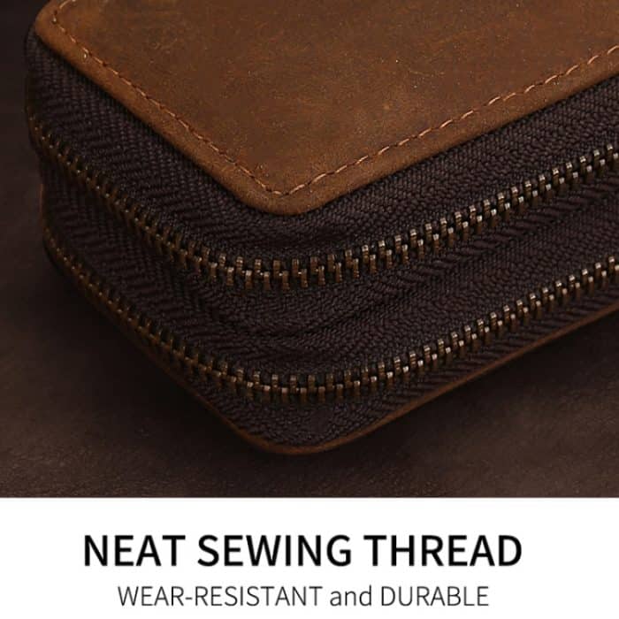 TP-9032 Multifunktionales Autoschlüsseletui aus Rindsleder der ersten Schicht mit Doppelreißverschluss, Car Key Case – Bild 5