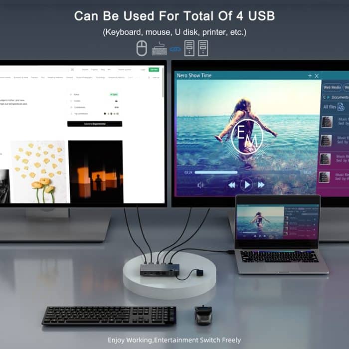 2 In 1 Out 4K 60Hz KVM HDMI Switch USB Swltch Splitter Box HUB – Bild 7